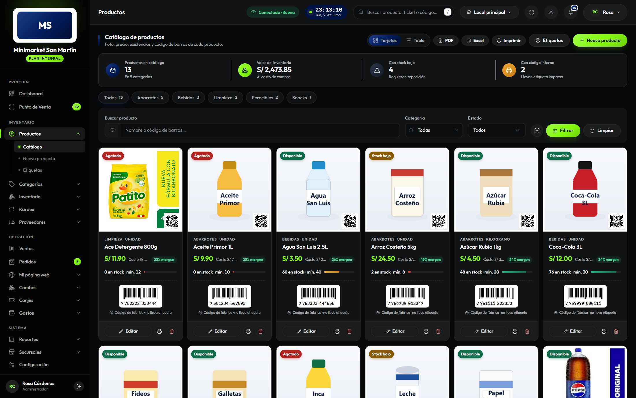 Productos y precios